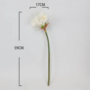 Amaryllis artificiel en latex de haute qualité S620, fleurs d'orchidée blanches et roses, 3 têtes, effet toucher réel - Product Image 6