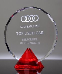 Diseño Hitop, venta al por mayor, placas de premio de cristal de forma redonda, trofeos para decoración para regalo de empresa