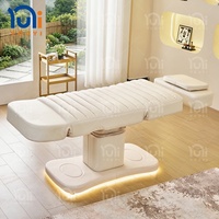 Table de massage électrique, mobilier de salon, cuir PU, structure métallique, éponge haute densité, dossier et repose-pieds réglables, lumière d'ambiance, repose-pieds