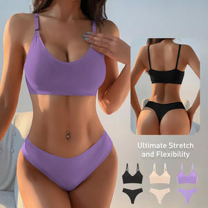 Soutien-gorge bikini en nylon sans couture Bretelles doubles réglables Une pièce Fin Taille haute Sans rembourrage Confortable Rassemblement pour femmes - Product Image 2