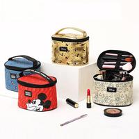 Boîte à maquillage portable pliable en polyester avec fermeture éclair, impression de dessins animés personnalisée pour l'usine FAMA, sacs cosmétiques mignons à motif de lettres