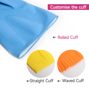 Hoge Kwaliteit Vis Schaal Grip Natuurlijke Latex Huishoudelijke Schoonmaak Handhandschoenen Hoge Elasticiteit Gegolfde Latex Handschoen - Product Image 5