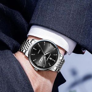 Reloj de pulsera POEDAGAR 832 para hombre, diseño simple, correa de acero inoxidable, resistente al agua, luminoso, de cuarzo. - Product Image 3