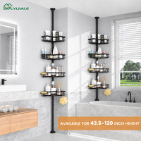 YIJIALE Étagère de Douche à Tension Réglable 4 Niveaux, Sans Perçage, Antirouille, pour Location, 43,5-120 Pouces