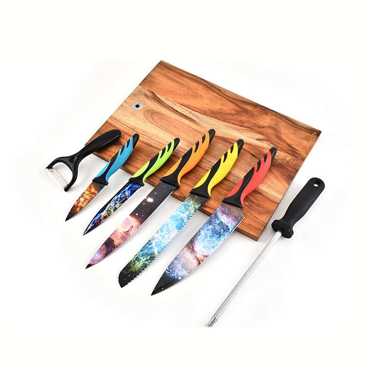 8Pcs Regalo Di Natale Colorato Amazon Da Cucina con Supporto Acrilico Pittura Professionale Affilatura Della Lama Blocco Set