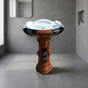 Vente en gros Colonne en béton Lavabo sur pied Lavabo sur pied Lavabo de salle de bain Colonne haute Bassin rond à base de ciment - Product Image 2
