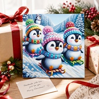 Nouveau produit de décoration murale, décoration intérieure, dessin pour adultes et enfants, image de dessin animé, cadeau de Noël, pingouin, peinture perlée 5D, kit de bricolage