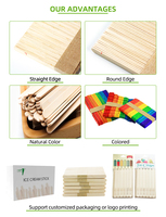 Bâton en bois écologique et personnalisé bon marché pour le café et la crème glacée Outils de crème glacée