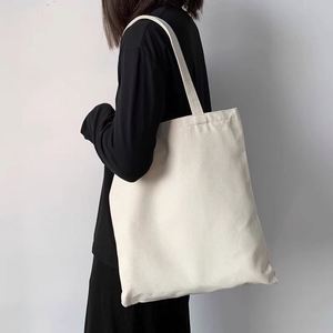 Custom logo Cotton <b>Large</b> Shopping White <b>Canvas</b> Tote <b>Bag</b> With Pocket and Zipper - Product Image 1
