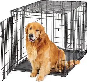 Caja grande cómoda para perros 2023, Perrera de Metal plegable para perros, alambre de Metal con bandeja, jaula pequeña para mascotas