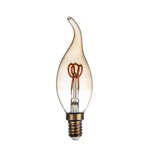 E14 Candle 1W 0.5W LED Lamp Candelabra Bulb Flame Tip Amber Glass Candle Lamp