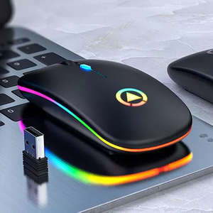 Ratón Inalámbrico para Juegos A2 Ultra Delgado, Retroiluminación LED RGB, Óptico de 2.4 GHz, 1200 DPI, Clic Silencioso, Recargable, para PC, Portátil, Jugadores - Product Image 2