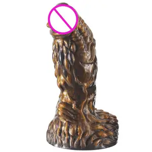 Unico in bronzo a forma di leone Dildo realistico Vagina ano giocattolo Premium in Silicone liquido grande ventosa giocattolo del sesso per le donne lesbiche