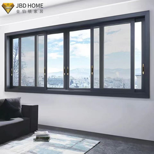 Grandes fenêtres coulissantes à cadre noir, vue panoramique sur le paysage, mur en verre minimaliste pour maison moderne, salon lumineux - Product Image 4