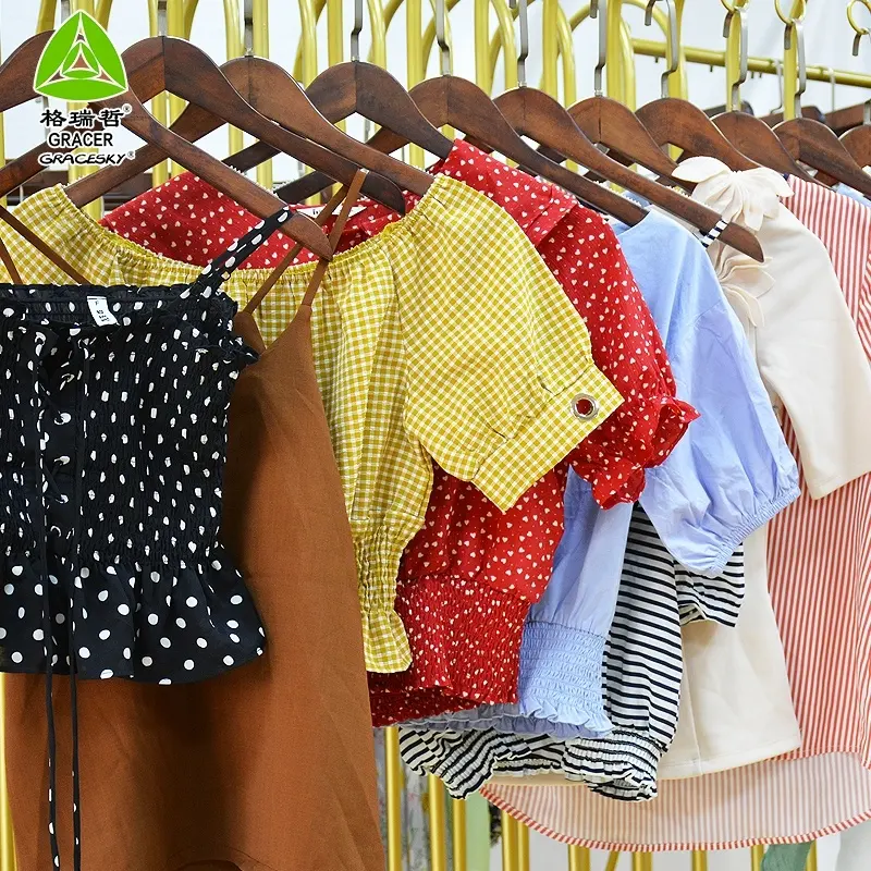 Женская одежда б/у, хлопковая блузка, оптовая продажа, б/у одежда, Корея