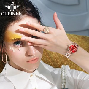 Reloj de Pulsera Mecánico para Mujer OUPINKE 3180, Elegante y Lujoso, Correa de Acero en Oro Rosa, Doble Calendario, Totalmente Automático - Product Image 4