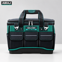Sac de transport d'outils AIRAJ, portable, à large ouverture, multi-compartiments, avec poignée renforcée et boucle métallique