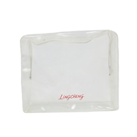 Pochette carrée en PVC transparent avec logo imprimé personnalisé, étanche, en plastique transparent, pour cosmétiques, maquillage, articles de toilette, sac à fermeture éclair en PVC