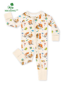 Combinaisons pour bébé unisexes en fibre de bambou avec logo personnalisé Miozing, fermeture éclair bidirectionnelle, écologiques et douces, adaptées aux bébés souffrant d'eczéma, utilisables toute l'année - Product Image 2