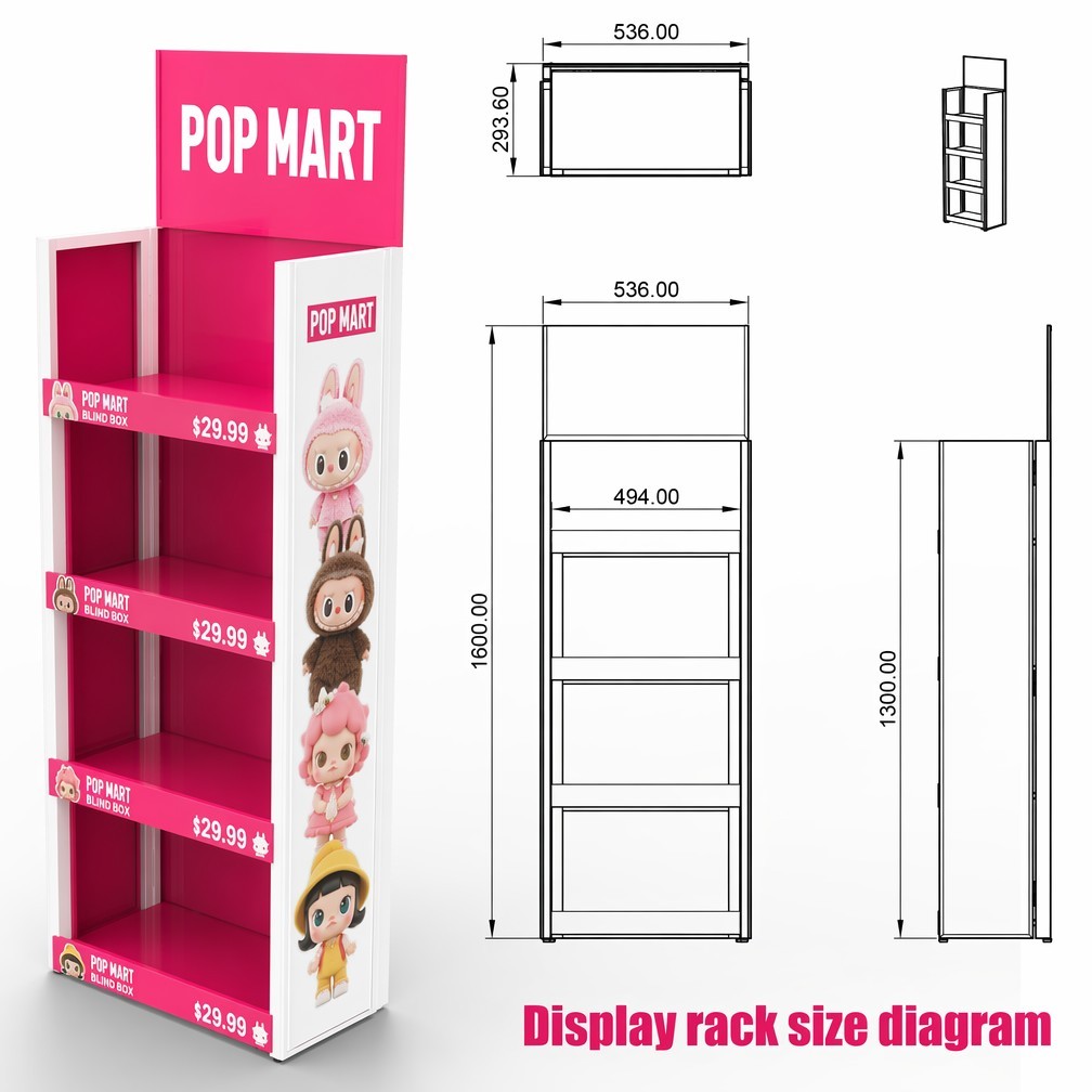 Apache Custom Toy Display Rack 4-Way 4-Tier Metal Blind Box Merchandiser Knock Down Rotating Stand for Gift Shop Retail OEM ODM — view 2