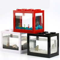 Bureau Mini Acrylique Poisson Aquarium Liberté Assemblage Bloc de Construction Bêta Fish Tank