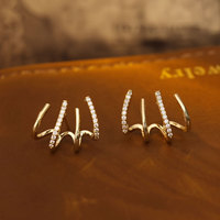 Pendientes de Oreja Minimalistas de Cuatro Puntas, Diseño de Lujo Ligero para Mujer, Tendencia Viral Premium, Elegantes