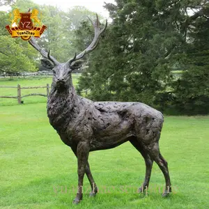 Yüksek kaliteli metal el sanatları özel bronz moose heykeli cast yaşam boyutu bronz elk geyik stag heykeli