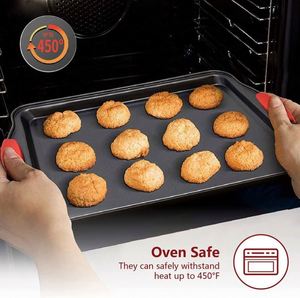9pcs Aluminum Non-Stick Carbon Steel <b>Baking</b> Pans & <b>Cooling</b> <b>Rack</b> with Silicone Handle Oven Safe Set for Food Commercial Buyers - Product Image 6