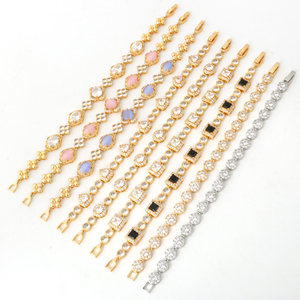 NYH White Square Gemstone Zircon Gold <b>Copper</b> Chain Bracelet Fashion Jewelry Bracelet <b>Bangle</b> - Product Image 4