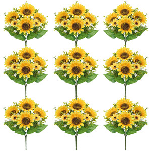 Steli di <span class=keywords><strong>Girasole</strong></span> Artificiali Real Touch, Fiori Finti Gialli Premium per Centrotavola Matrimoniali, Decorazioni di Lusso per Casa, Tavolo e Ufficio - Product Image 5