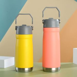 Custom 650ML Double-Wall Stainless Steel Vacuum <b>Thermos</b> Flask Portable Cup Straw Handle for Outdoor Sports Travel Business Gifts - Product Image 5