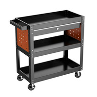 Chariot à outils FELLCO à trois niveaux, chariot de réparation automobile avec tiroirs, panneau latéral, chariot mobile multifonctionnel pour le rangement domestique des pièces KC-801