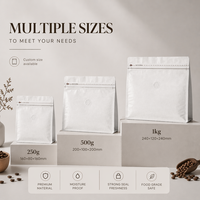Sacs d'emballage pour café personnalisés à 8 soudures latérales, thermoscellables, avec valve de dégazage, en BOPP de qualité alimentaire pour la vente au détail de grains d'espresso