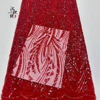 Tissu en maille brodé de paillettes de luxe en gros avec tulle français et dentelle nigériane pour robe de mariée et robe de soirée