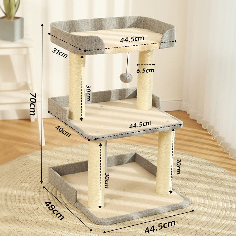 Three-tier cat bed and cat tree