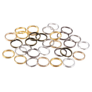 Anneaux porte-clés en métal 4-20 mm, lisses, plats, à double bordure, en alliage plaqué, pour la fabrication de bracelets - Product Image 1