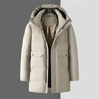 Manteau d'hiver pour hommes en gros style décontracté fermeture à glissière hydrofuge et coupe-vent épais rembourré doudoune avec longue capuche