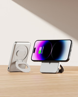 Chargeur portable 20W PD + 15W avec support rotatif à 360° pour bureau, charge rapide sans fil magnétique, batterie externe 5000mAh