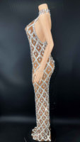 Novance Y2360-I Alibaba-Compras-En-Línea Vestidos de Fiesta Brillantes con Malla Marrón Diamante para Mujer, Últimos Modelos, Vestidos de Dama de Honor