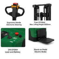 Gerbeur électrique 1 tonne de capacité, hauteur de levage 3m, mât bi-étages, batterie plomb-acide, entraînement AC, manutention de matériaux en entrepôt