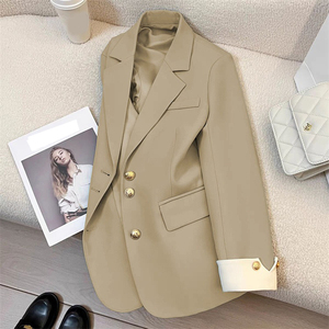 Frühling Herbst Mode Damen Business Mantel V-Ausschnitt Reverskragen Knöpfe Taschen Anzugjacke 2025 Neuer Damen <span class=keywords><strong>Blazer</strong></span> Mantel - Product Image 2