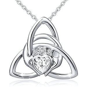 Colgante de Cristal con Corte de Corazón Plateado con Diseño de Nudo Trineo, Amuleto Romántico Unisex para Regalo, Joyería - Product Image 1
