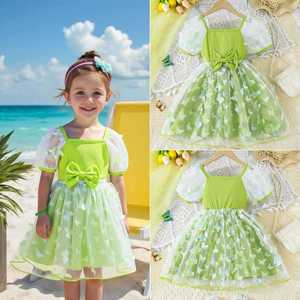 <span class=keywords><strong>Vestito</strong></span> Estivo 2026 per Bambine con Farfalle e Maniche Corte a Sbuffo, Design Patchwork - Product Image 2