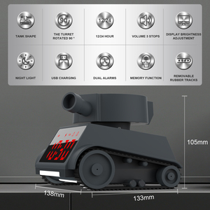 <span class=keywords><strong>Réveil</strong></span> numérique de bureau vintage style tank, décor <span class=keywords><strong>militaire</strong></span> personnalisé, chargeur de téléphone sans fil, personnalisation en gros - Product Image 2