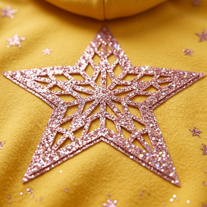 Sudadera con Capucha Oversize Amarilla para Mujer, con Estampado de Estrellas Rosas y Pedrería, Sudadera Gráfica Brillante, Estilo Urbano Estético - Product Image 4