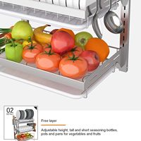Égouttoir à vaisselle mural en acier inoxydable perforé à 3 niveaux, design personnalisé, avec bac d'égouttement