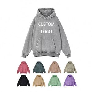 420 GSM Vintage Wash Hoodie Custom Mens High Quality Hoodies Embroidery Own Logo Colorful Acid Wash Hoodie - Product Image 1
