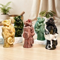 Vente en gros de figurines de caméléons en cristal de 10 cm, sculptures d'animaux reptiles, statues de lézards pour la décoration de la maison et les cadeaux