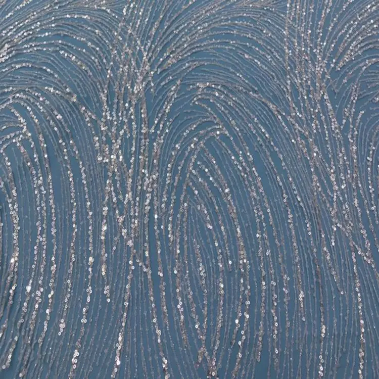 럭셔리 고품질 Chantilly 라일락 스파클 글리터 파우더 레이스 원단 두바이 멋진 패턴 메쉬 Tulle 레이스