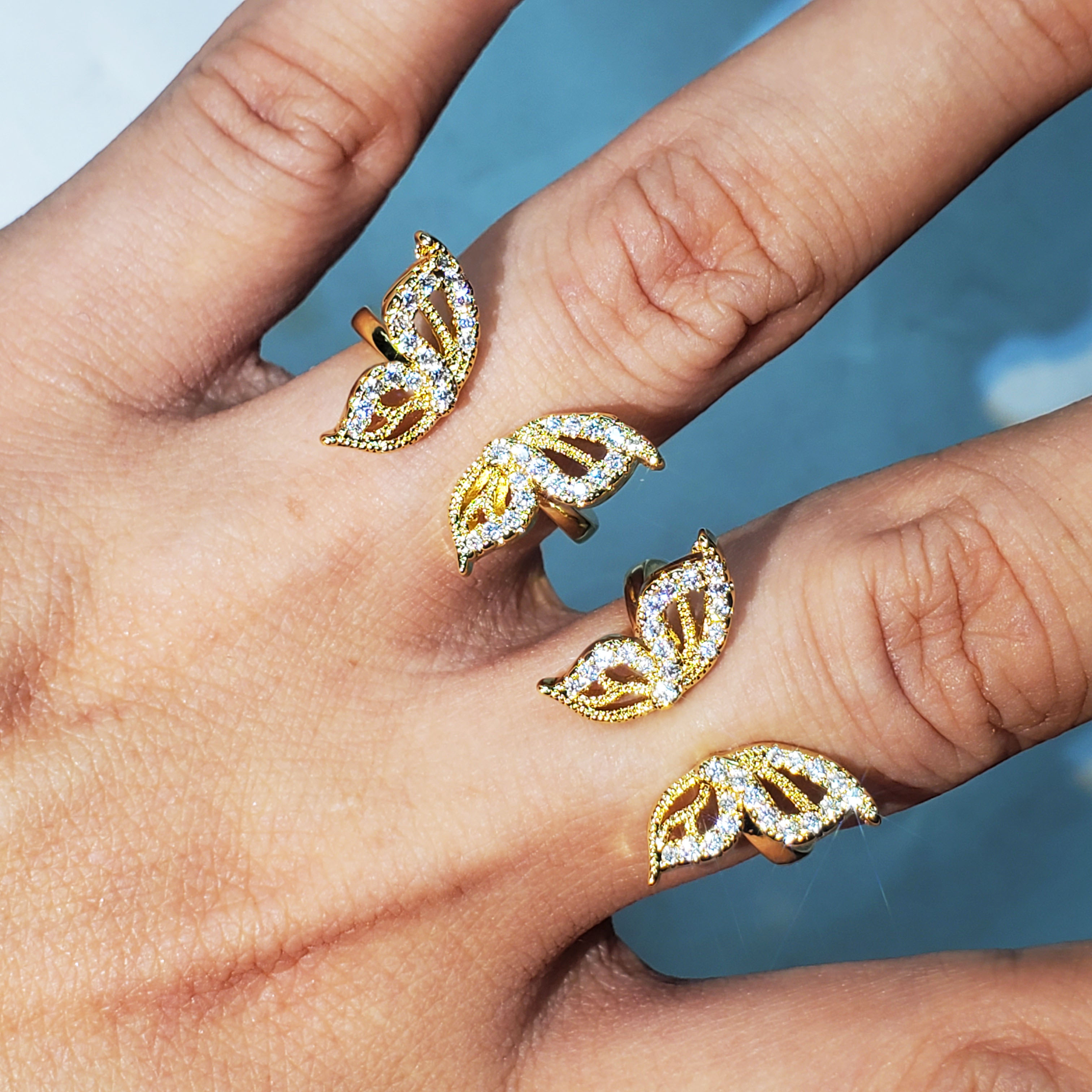 RM1117 Dainty CZ Micro Pave Butterfly Rings for Women